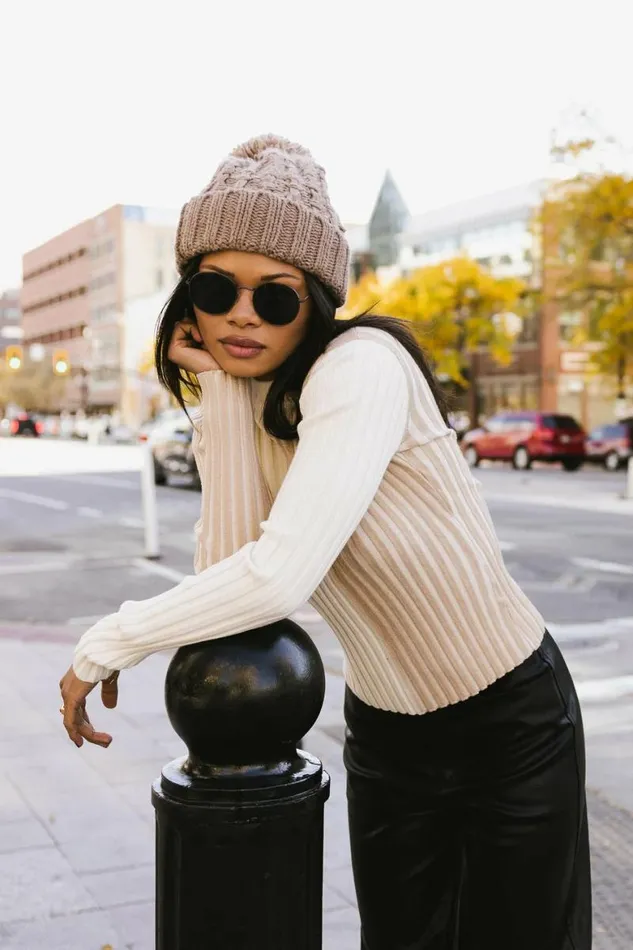 Bailey Ribbed Color Block Sweater In Cream Cream Women Bohme Tops