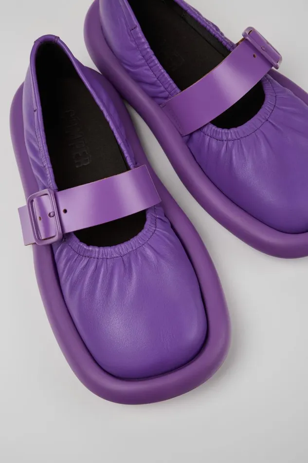 Ballerinas Women Camper Aqua Purple Leather Ballerina