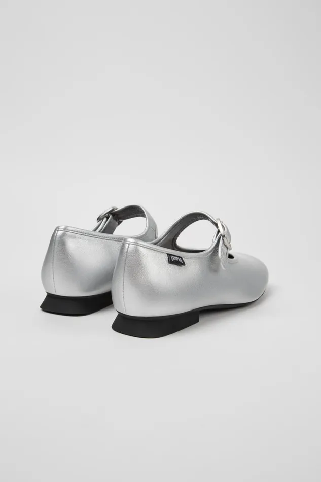 Ballerinas Women Camper Casi Myra Silver Leather Shoes