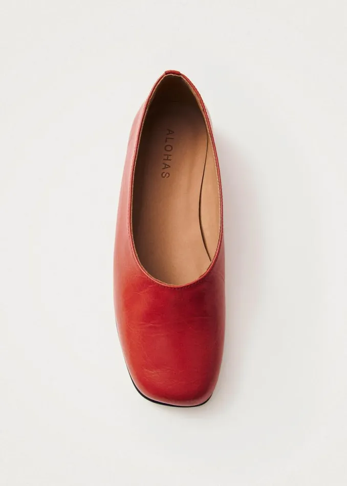 Ballet Flats Women ALOHAS Edie Red Leather Ballet Flats