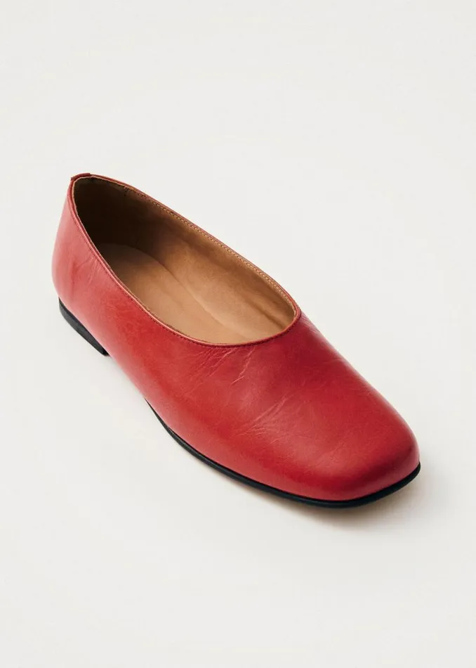 Ballet Flats Women ALOHAS Edie Red Leather Ballet Flats