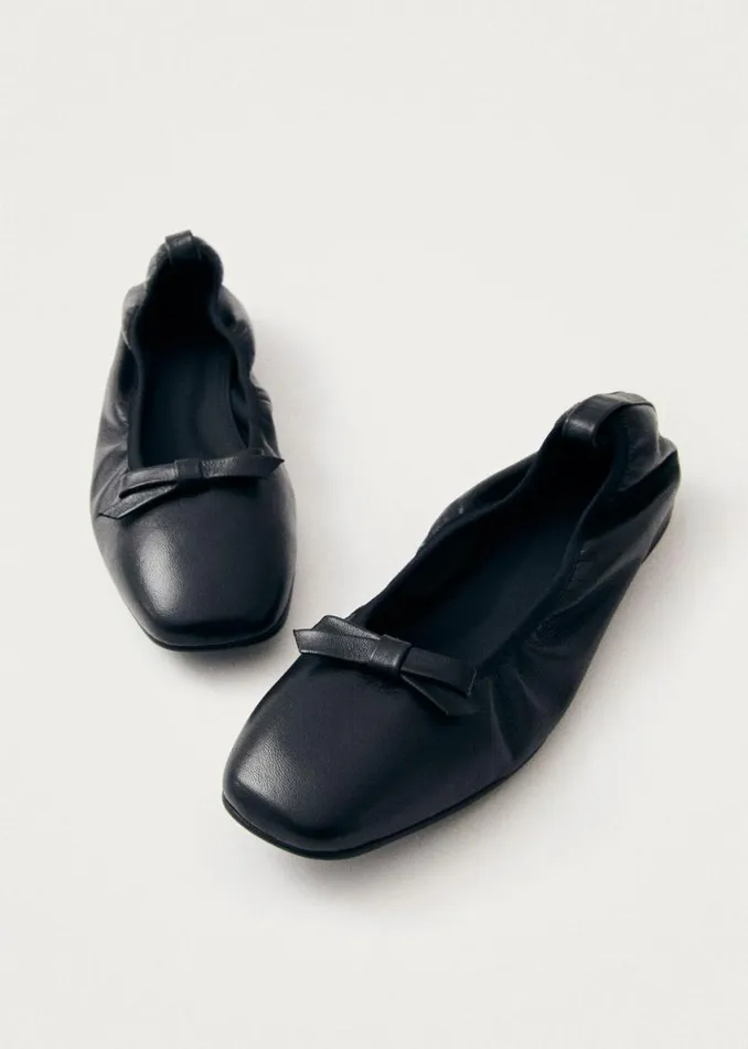 Ballet Flats Women ALOHAS Freya Black Leather Ballet Flats