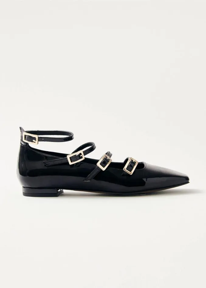 Ballet Flats Women ALOHAS Luke Onix Black Leather Ballet Flats