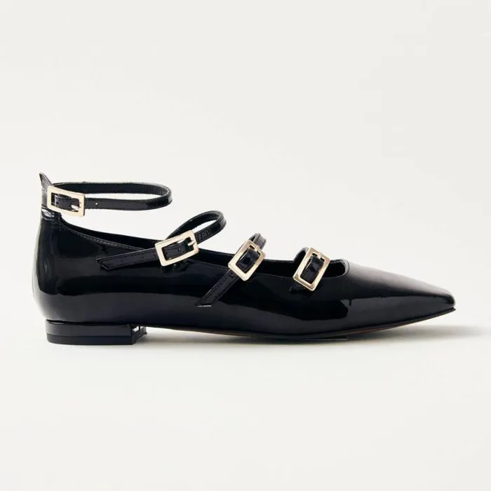 Ballet Flats Women ALOHAS Luke Onix Black Leather Ballet Flats