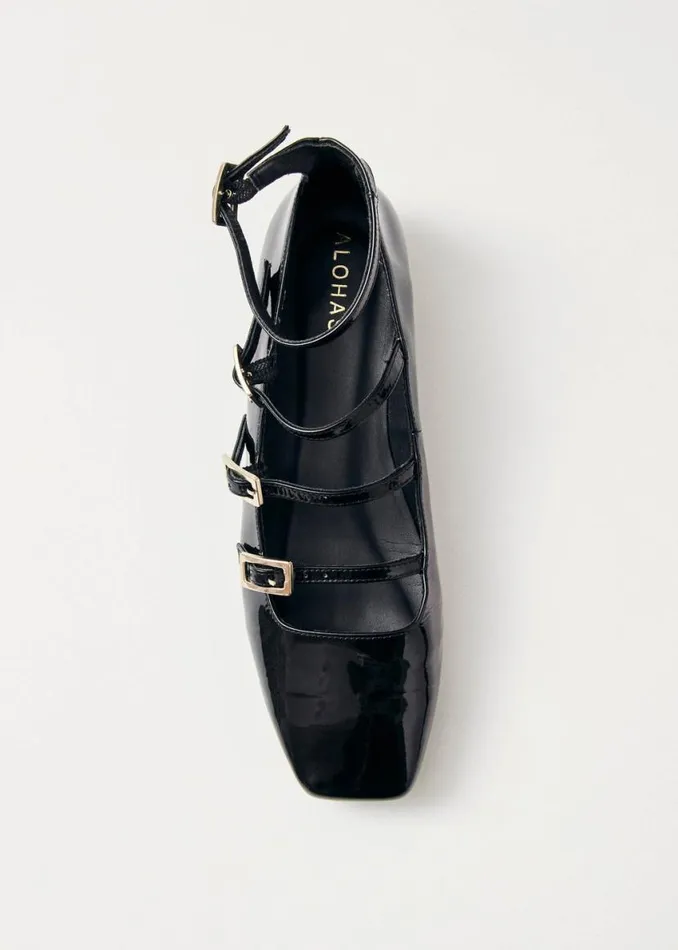 Ballet Flats Women ALOHAS Luke Onix Black Leather Ballet Flats