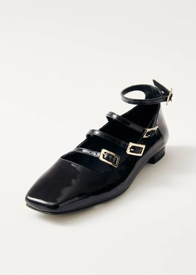 Ballet Flats Women ALOHAS Luke Onix Black Leather Ballet Flats