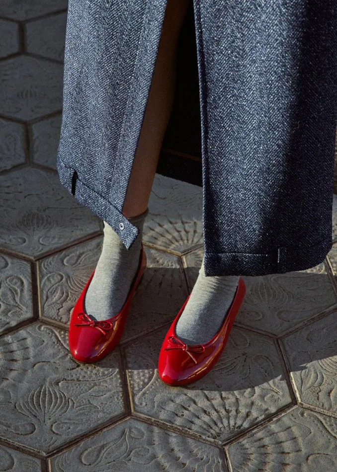 Ballet Flats Women ALOHAS Oriana Onix Red Leather Ballet Flats