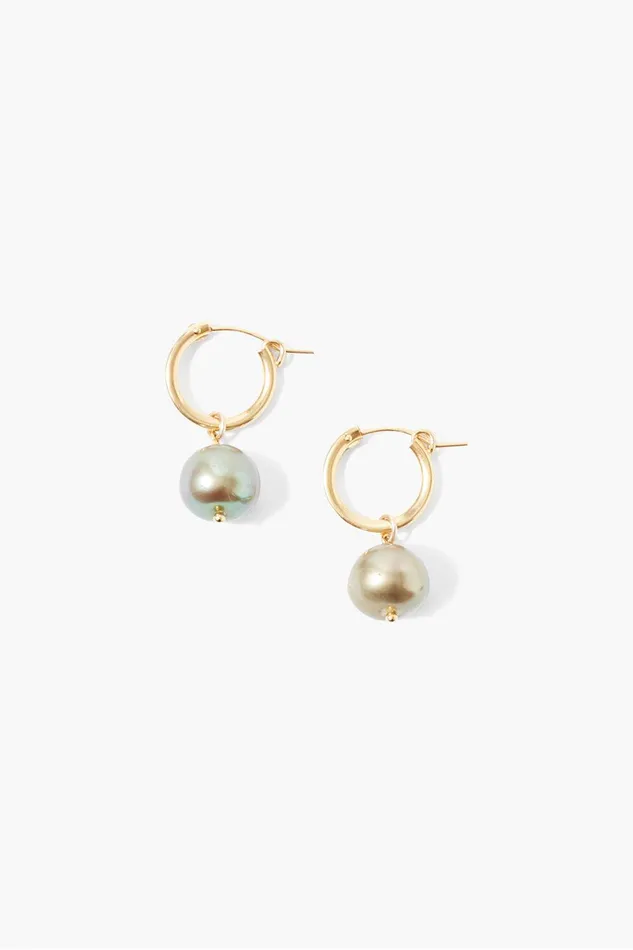 Baroque Pearl Hoop Earrings Green Women Chan Luu Earrings
