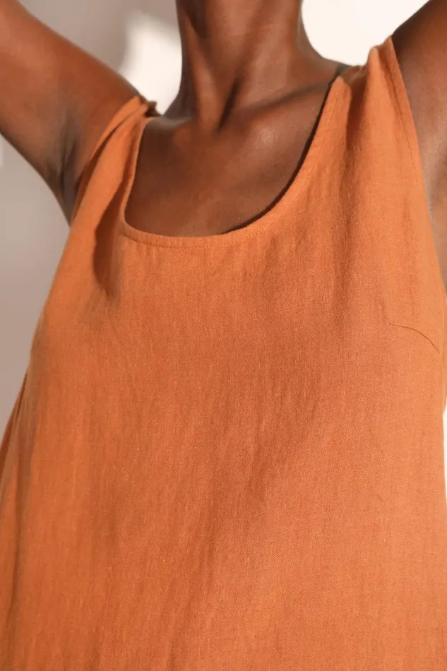 Basic Linen Shift Chestnut WomensShop LF Markey Dresses