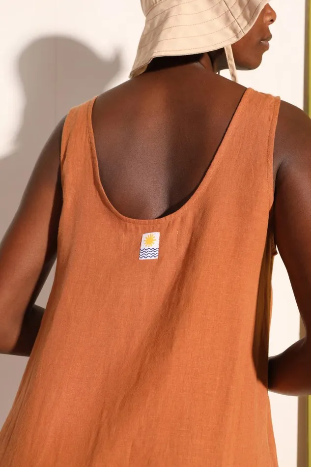 Basic Linen Shift Chestnut WomensShop LF Markey Dresses