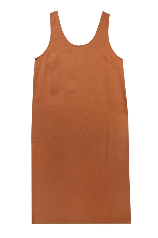Basic Linen Shift Chestnut WomensShop LF Markey Dresses