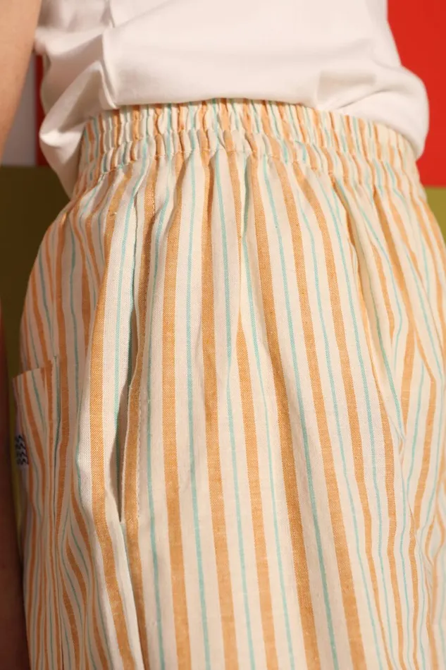 Basic Linen Shorts Citrus Stripe WomensShop LF Markey Shorts