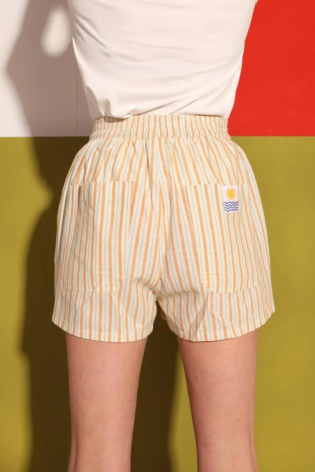 Basic Linen Shorts Citrus Stripe WomensShop LF Markey Shorts