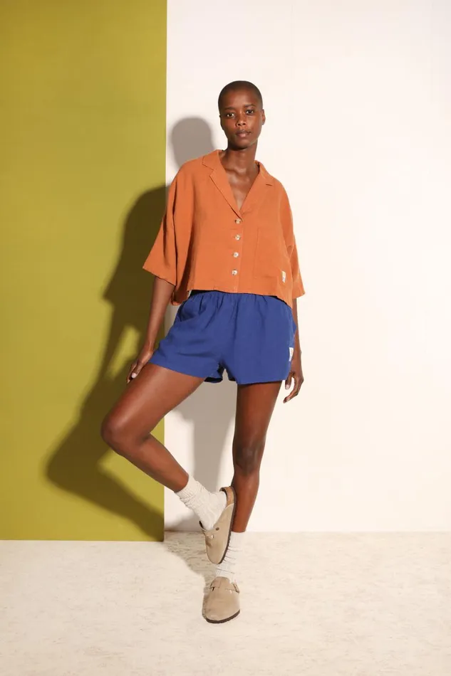 Basic Linen Shorts Cobalt WomensShop LF Markey Shorts