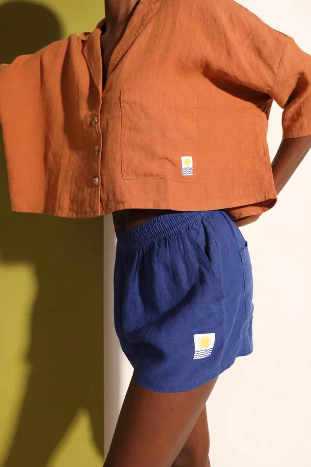 Basic Linen Shorts Cobalt WomensShop LF Markey Shorts