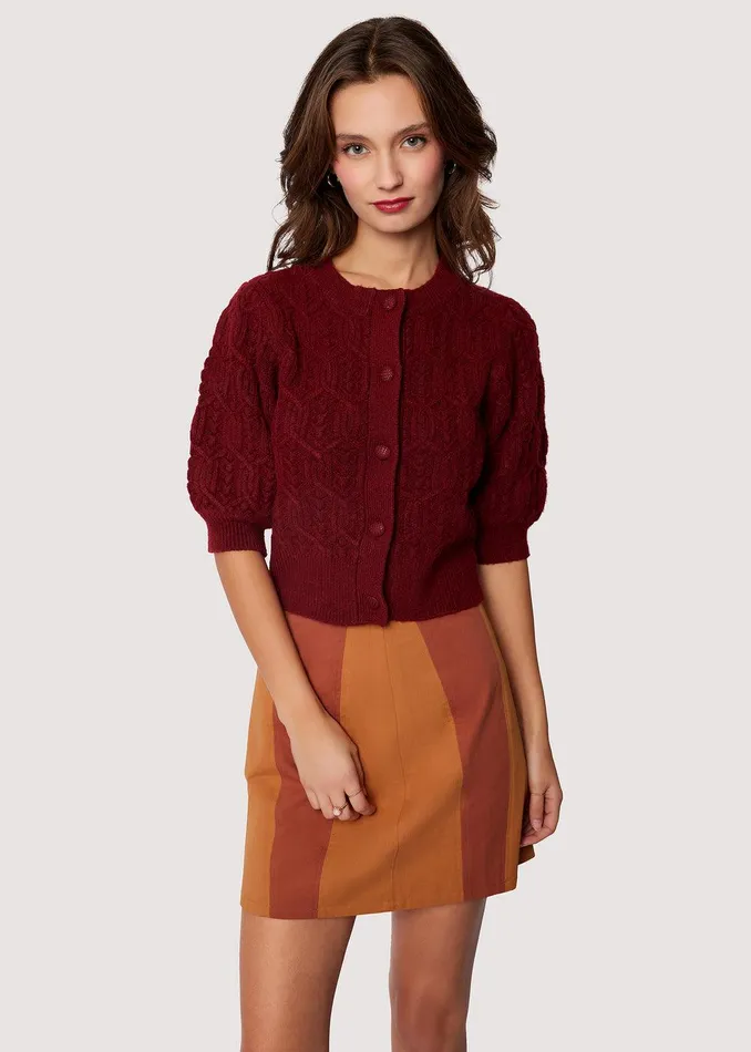 Beatrice Cardigan Burgundy Women Lost Wander Sweaters
