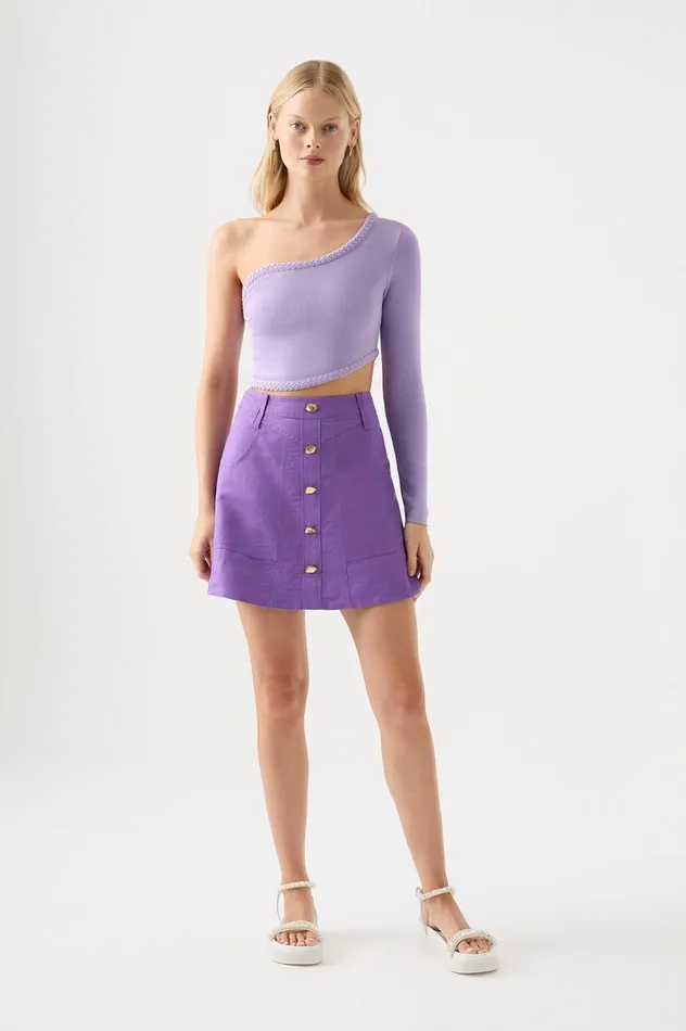 Belmond Mini Skirt Deep Violet Women Aje Skirts