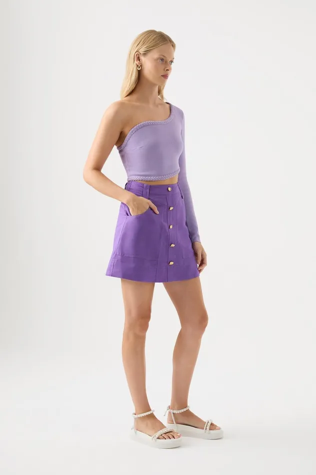 Belmond Mini Skirt Deep Violet Women Aje Skirts