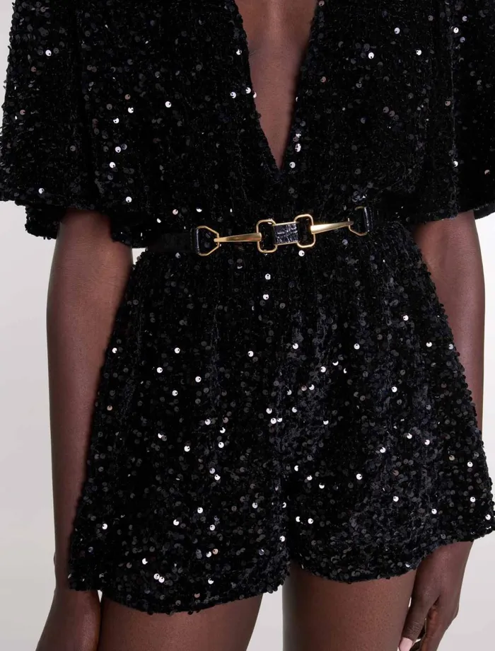 Belts Women Maje Leather Belt With Horse Bit Buckle Black