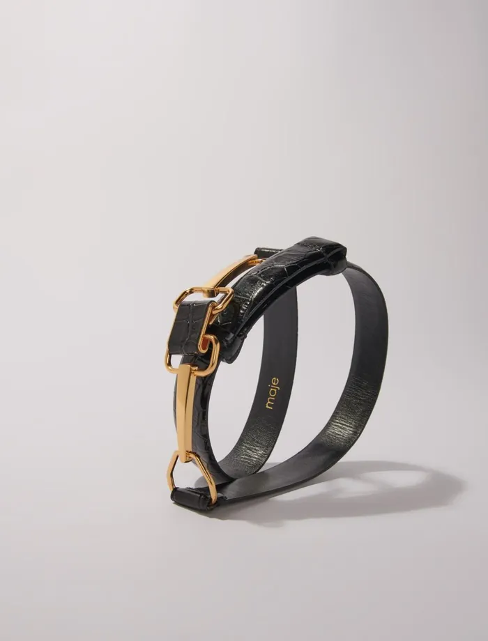 Belts Women Maje Leather Belt With Horse Bit Buckle Black