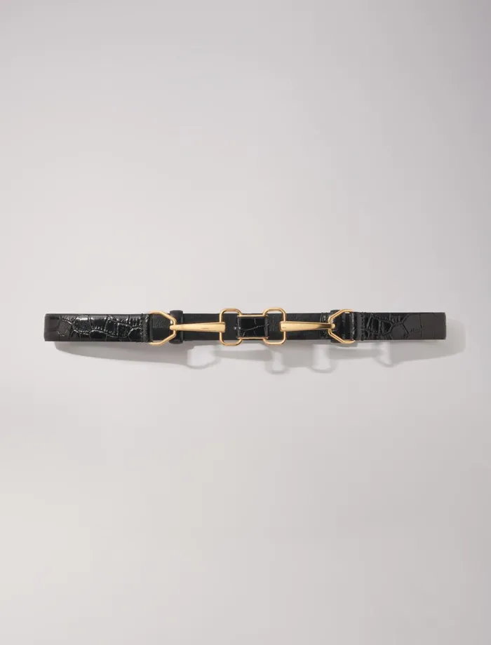 Belts Women Maje Leather Belt With Horse Bit Buckle Black