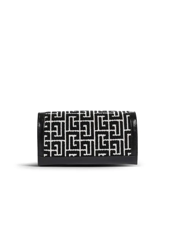 Bicolor Jacquard 1945 Wallet With Chain Black Women Balmain Small Leather Goods