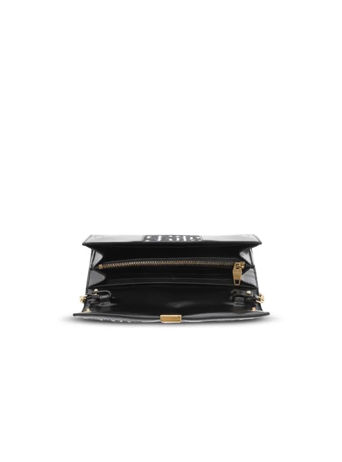 Bicolor Jacquard 1945 Wallet With Chain Black Women Balmain Small Leather Goods
