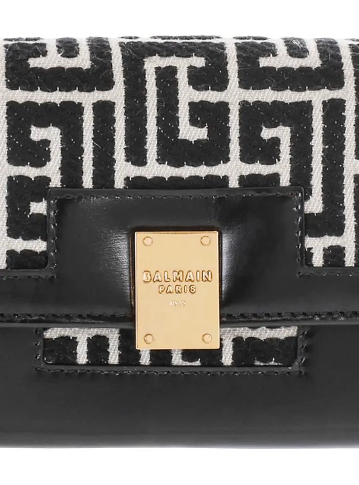Bicolor Jacquard 1945 Wallet With Chain Black Women Balmain Small Leather Goods