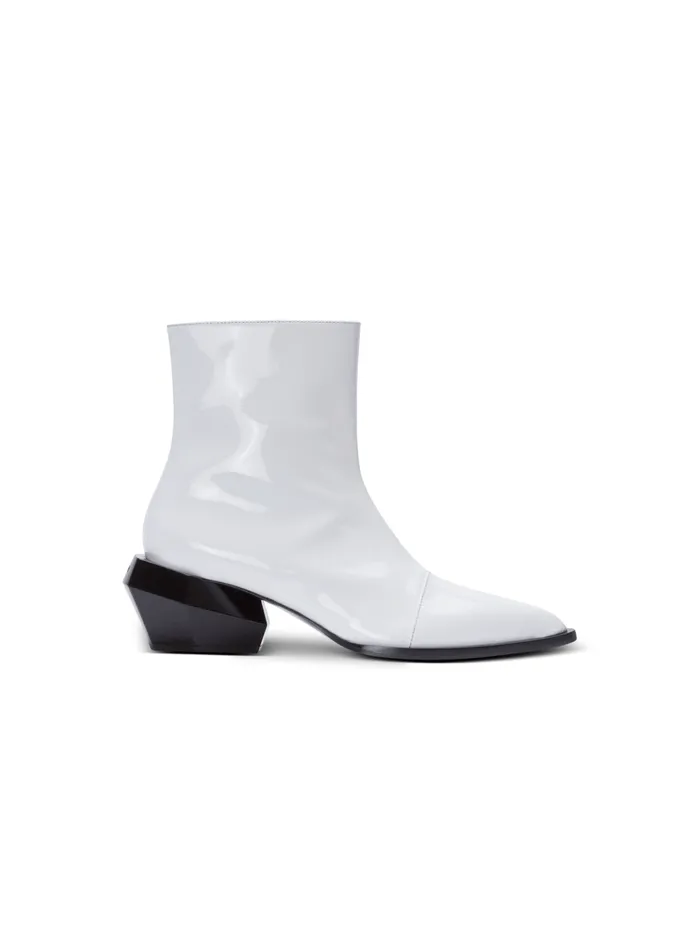Billy Patent Leather Ankle Boots White Men Balmain Boots And Rangers