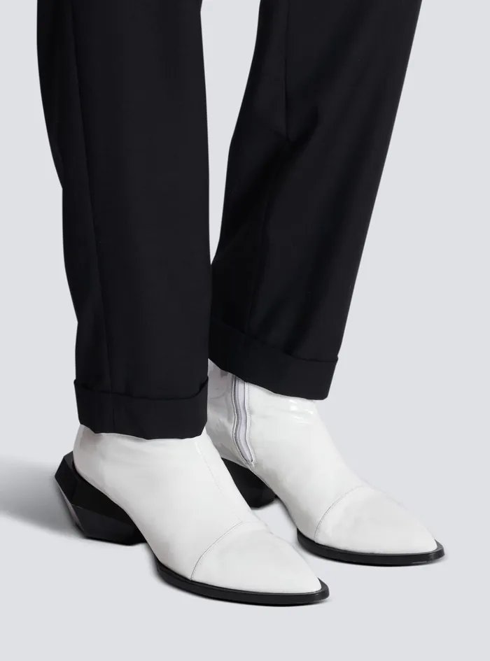 Billy Patent Leather Ankle Boots White Men Balmain Boots And Rangers