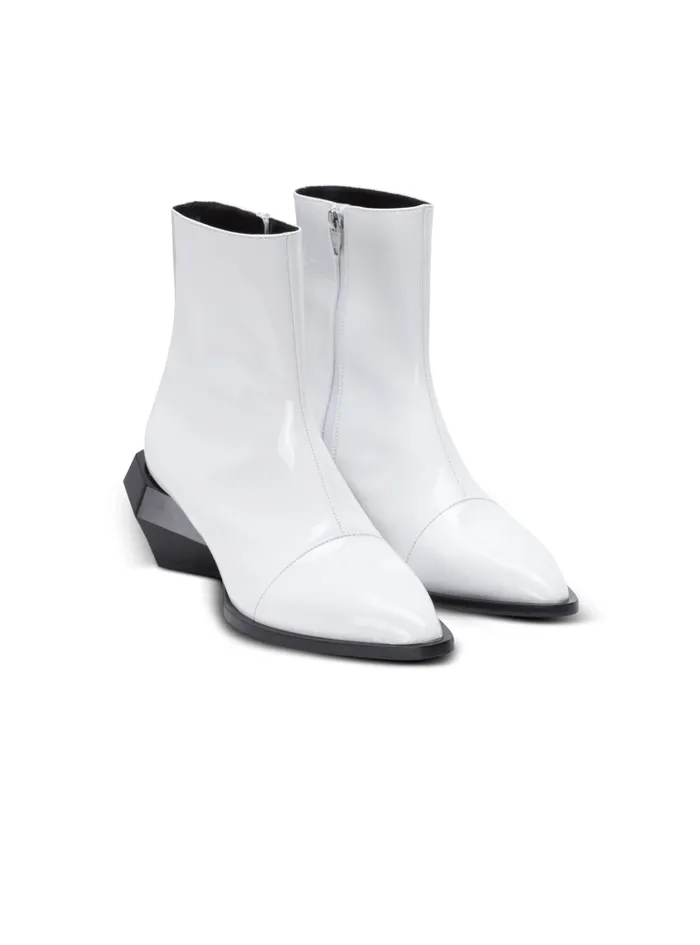 Billy Patent Leather Ankle Boots White Men Balmain Boots And Rangers