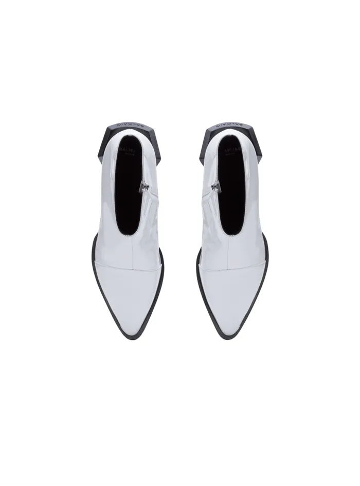 Billy Patent Leather Ankle Boots White Men Balmain Boots And Rangers