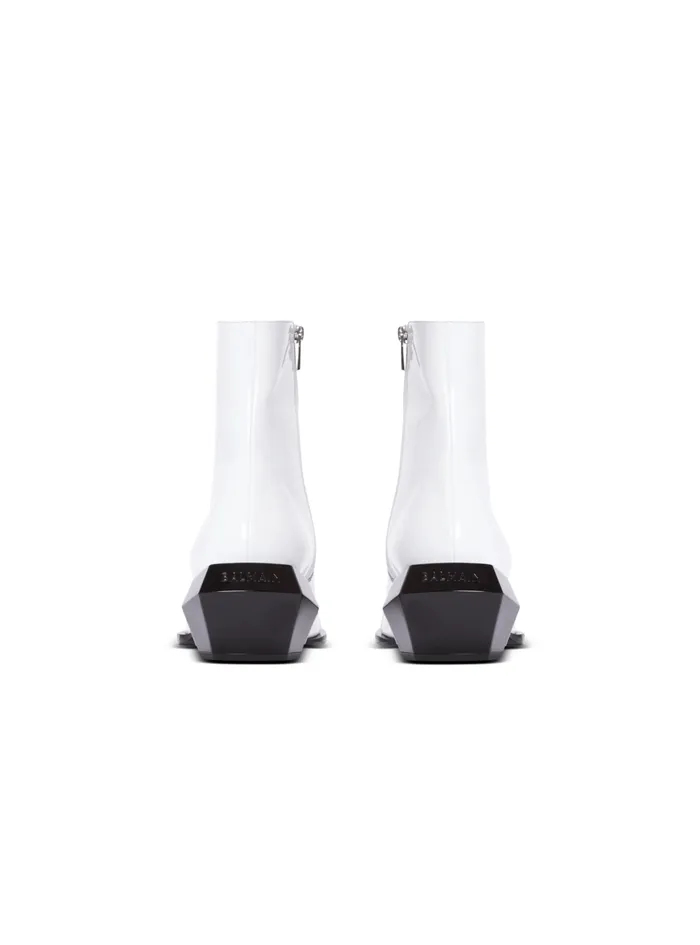 Billy Patent Leather Ankle Boots White Men Balmain Boots And Rangers