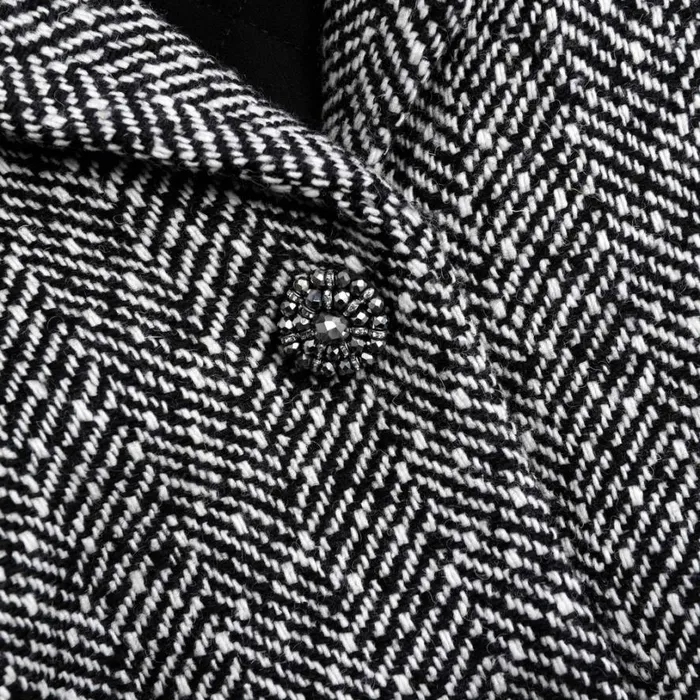 Black Herringbone Blazer Women Self Portrait Outerwear