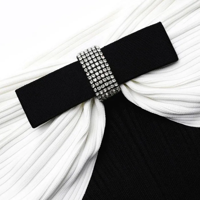 Black Knit Bow Midi Dress Women Self Portrait Dresses