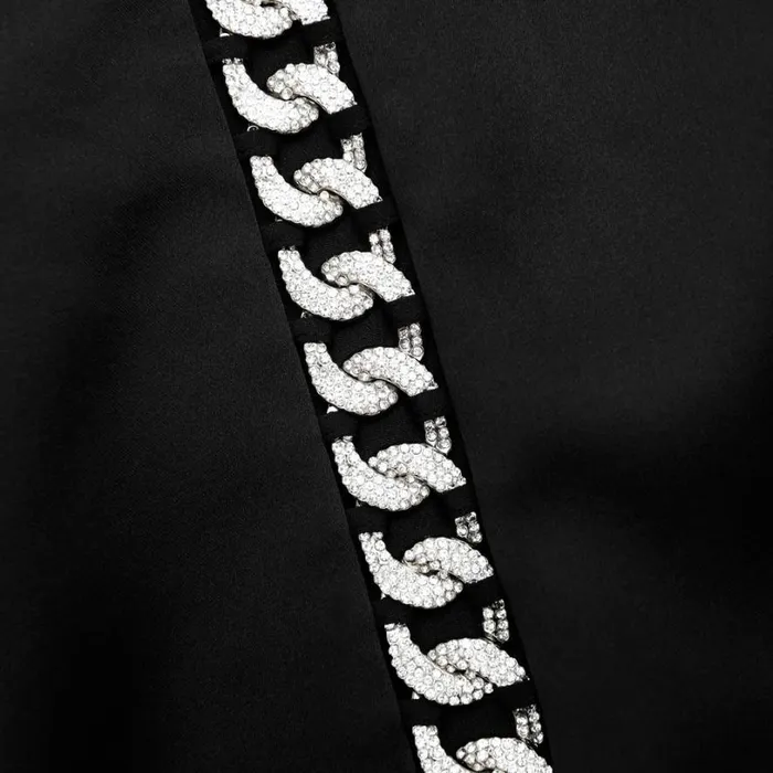 Black Satin Chain Detail Mini Dress Women Self Portrait Dresses Black Satin Chain Detail Mini Dress Women Self Portrait Dresses