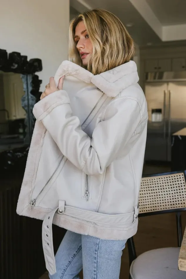BlankNYC Downtown Love Vegan Jacket Cream Women Bohme Outerwear