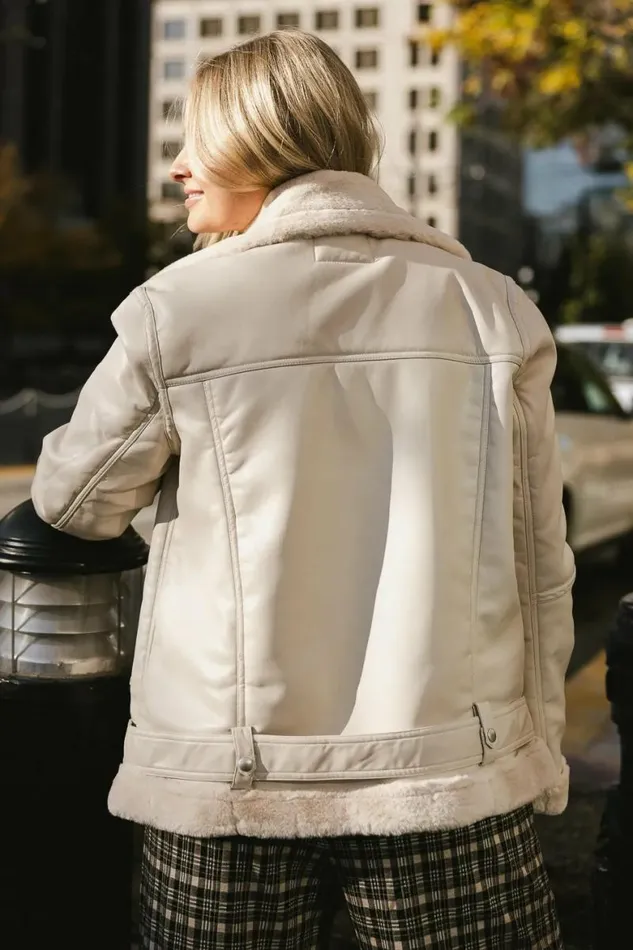 BlankNYC Downtown Love Vegan Jacket Cream Women Bohme Outerwear