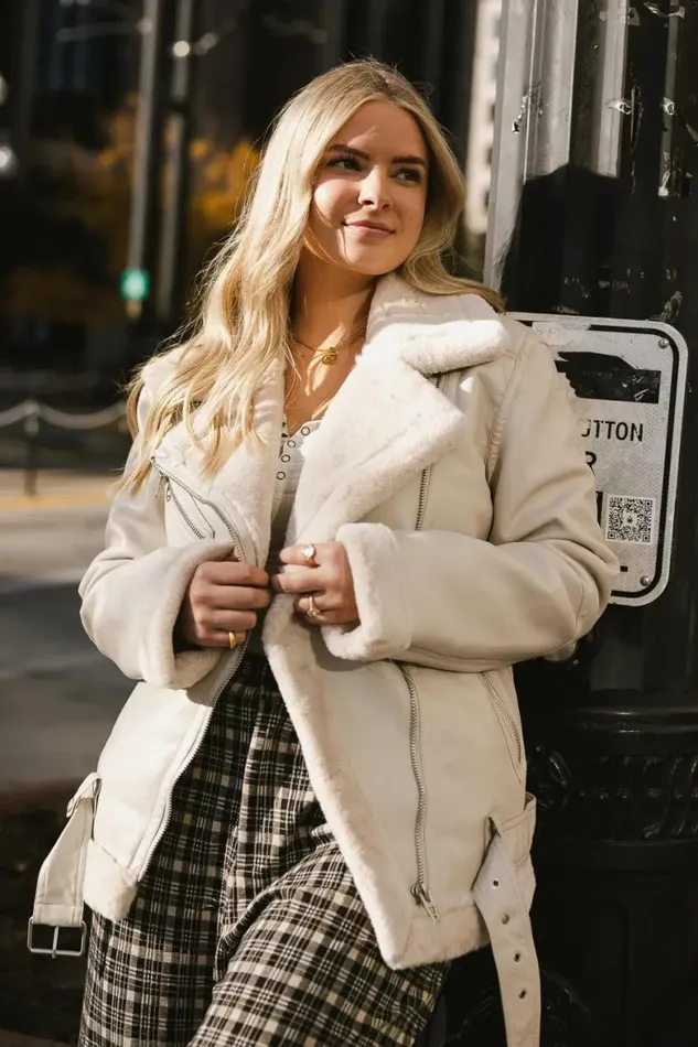 BlankNYC Downtown Love Vegan Jacket Cream Women Bohme Outerwear