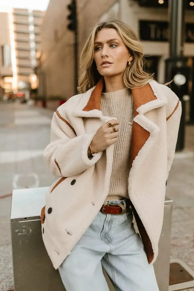 BlankNYC Out Of Town Sherpa Jacket Cream Women Bohme Outerwear