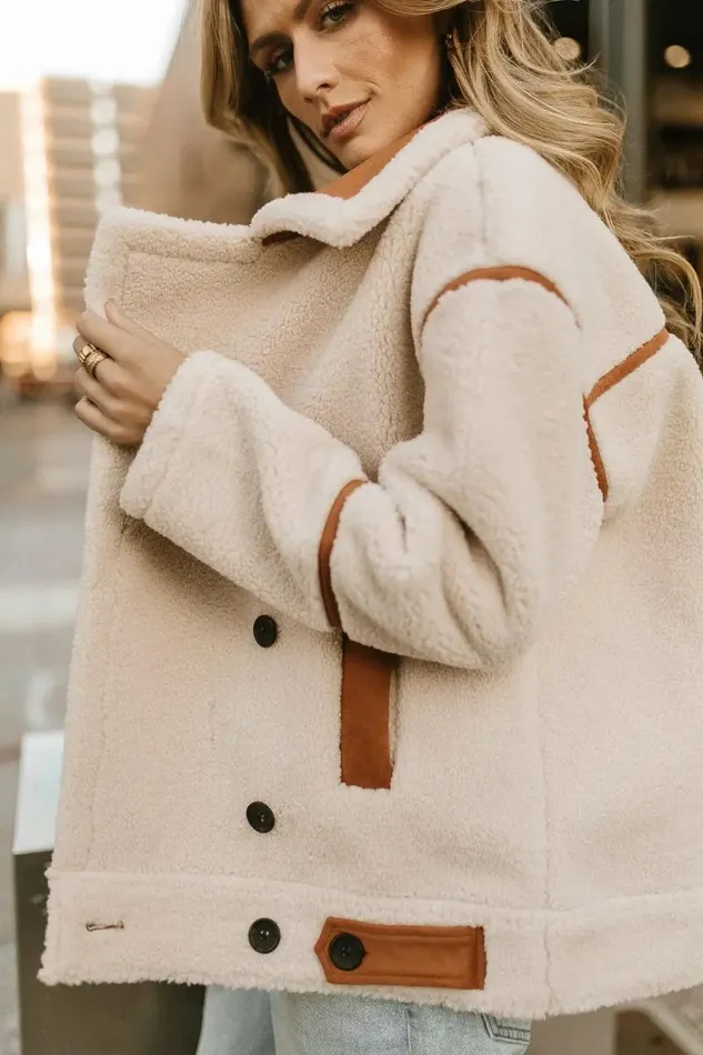 BlankNYC Out Of Town Sherpa Jacket Cream Women Bohme Outerwear