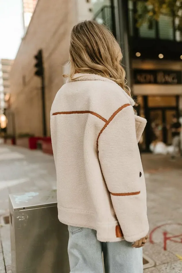BlankNYC Out Of Town Sherpa Jacket Cream Women Bohme Outerwear