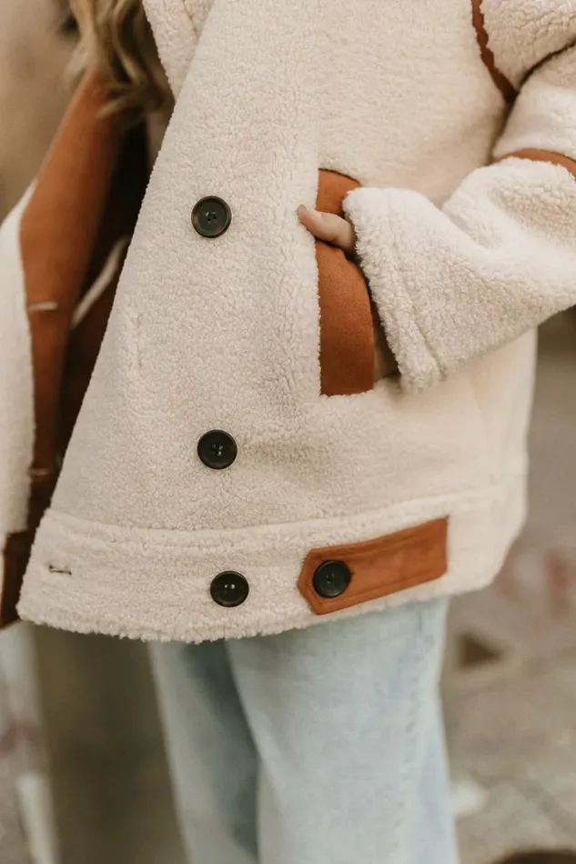 BlankNYC Out Of Town Sherpa Jacket Cream Women Bohme Outerwear