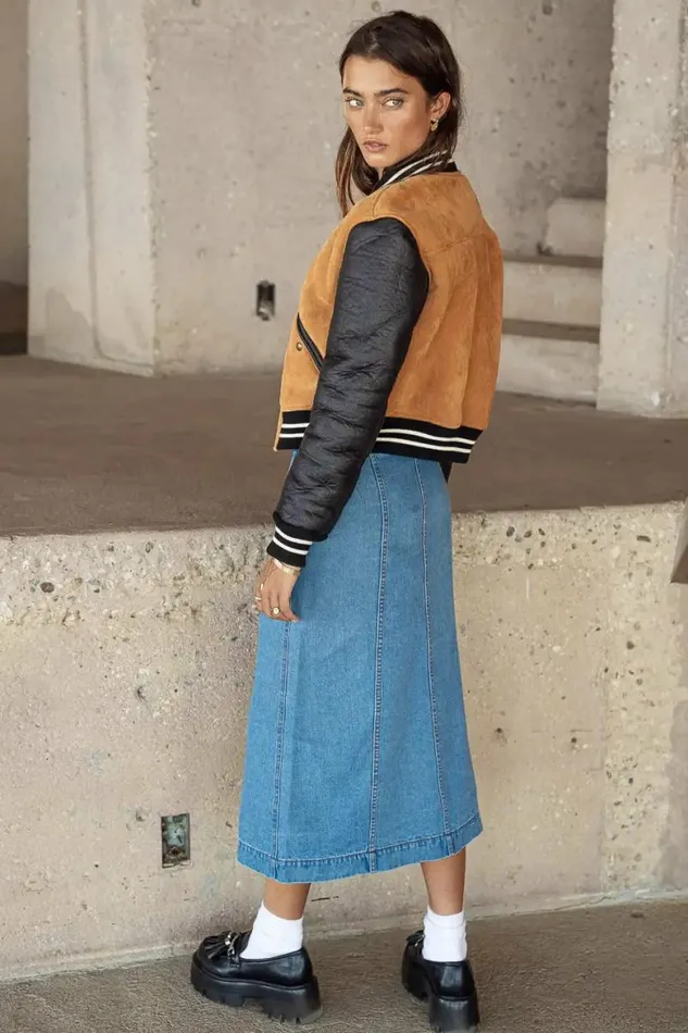 BlankNYC Top Of Class Bomber Jacket Camel Women Bohme Outerwear