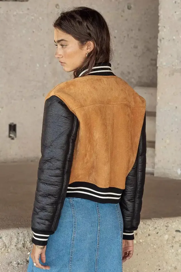 BlankNYC Top Of Class Bomber Jacket Camel Women Bohme Outerwear