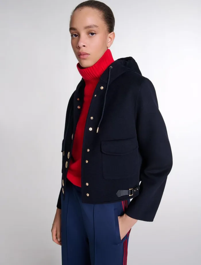 Blazers and Jackets Women Maje DoubleFaced Short Jacket Navy