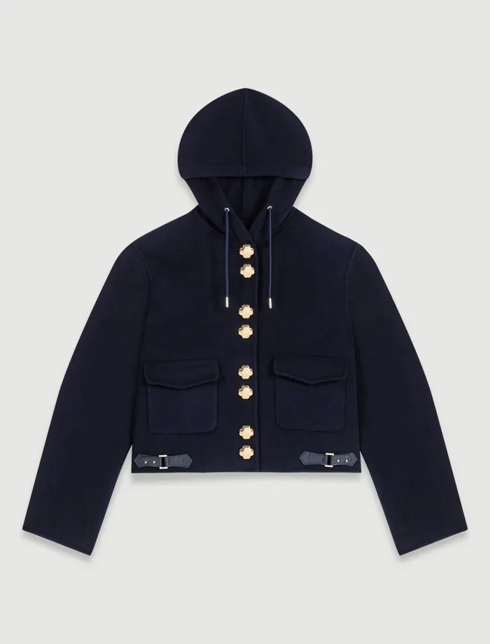 Blazers and Jackets Women Maje DoubleFaced Short Jacket Navy