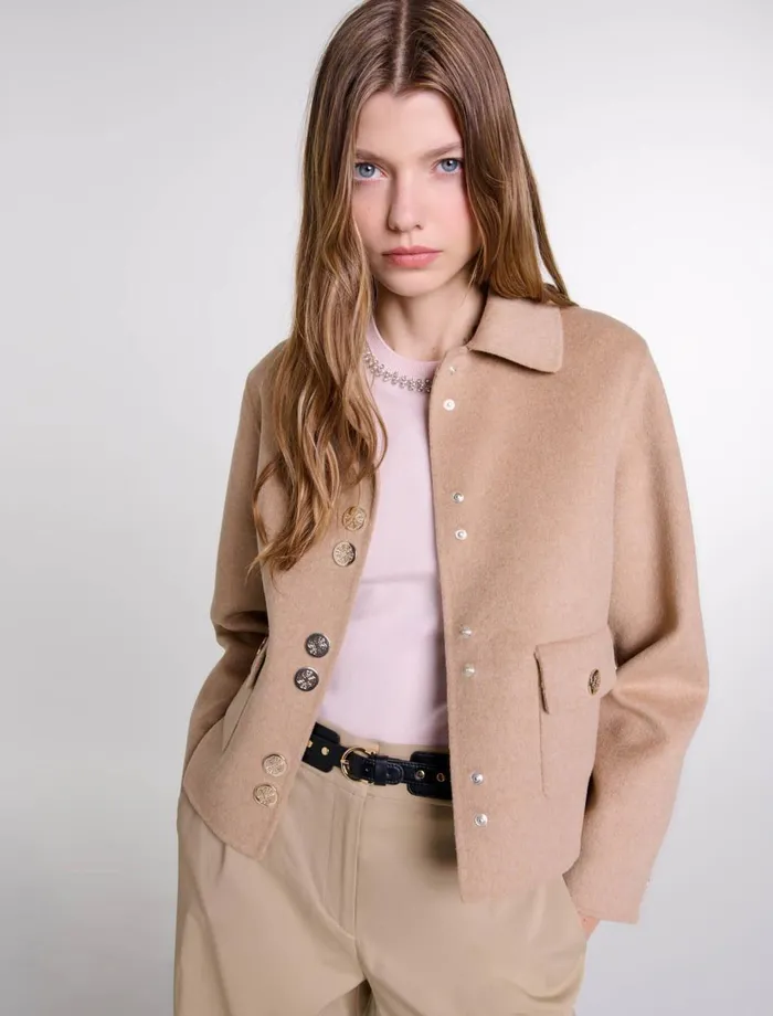 Blazers and Jackets Women Maje DoubleSided Jacket Camel