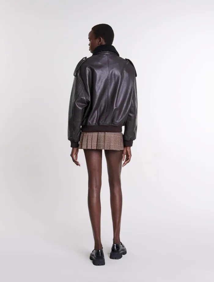 Blazers and Jackets Women Maje Oversized Leather Jacket Brown