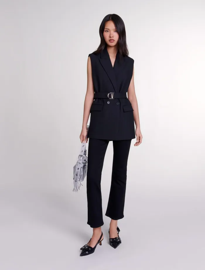 Blazers and Jackets Women Maje Sleeveless Suit Jacket Black